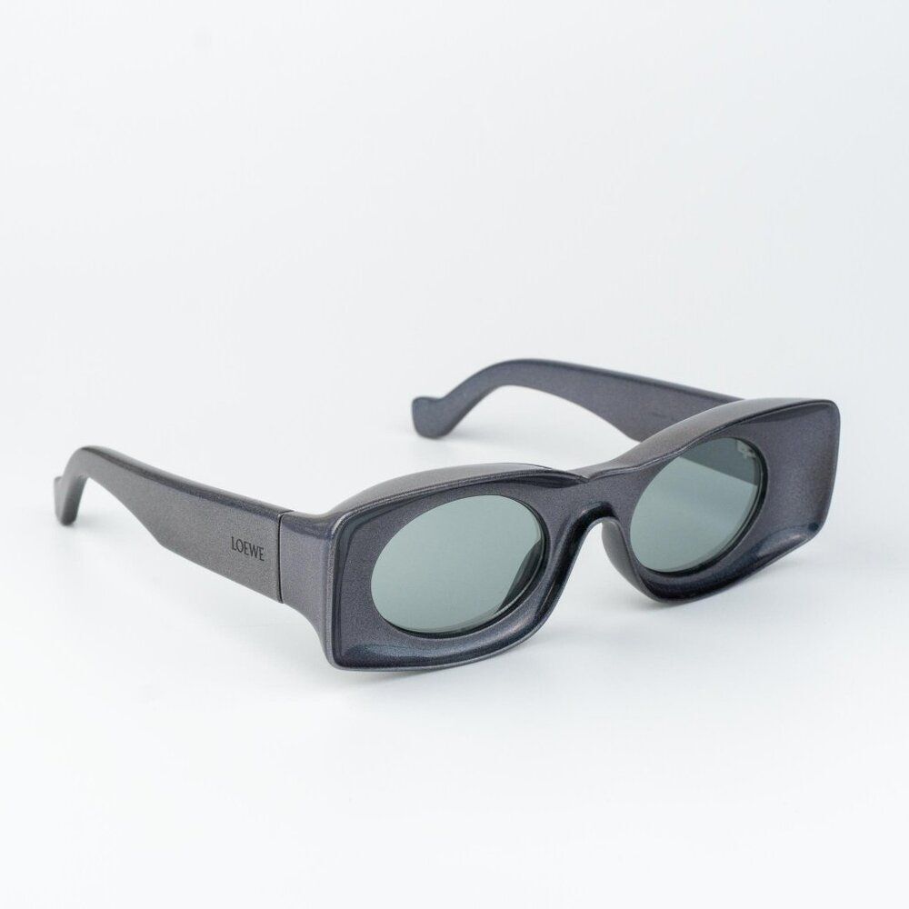 Loewe Paula's Ibiza Men Sunglasses Metallic Silver Mirror Rectangle LW40033I 05X